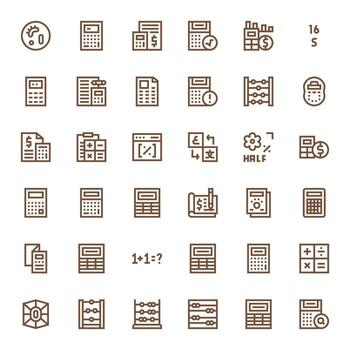 36 Bold Line Detail Enhanced High Resolution Icons from Calculation Suite vector