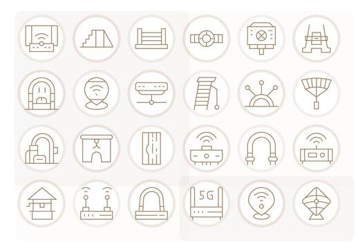 24 Icons inspired by Access Point in Pixel Optimized 128x128 Thin Line quality vector