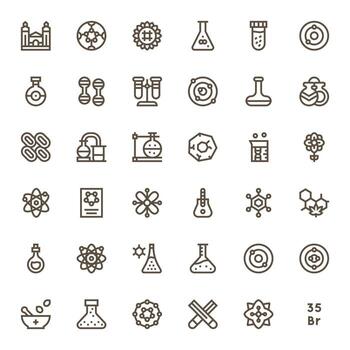 36 Icons for Compound optimized in PIXEL Perfect High Resolution Bold Line resolution vector