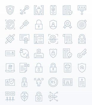 Authentication Comprehensive Bundle with 40 Editable Thin Line High Resolution Icons vector