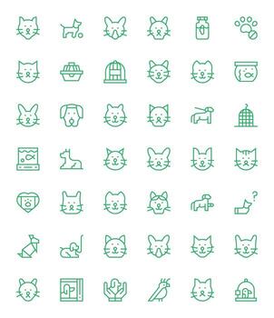 42 High Resolution Icons for Pet in Grid Fitted Regular Line Format vector