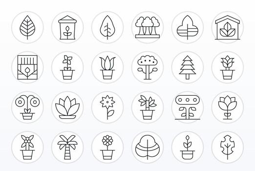 Foliage Exclusive Set featuring 24 Thin Line Pixel Aligned High Resolution Icons vector