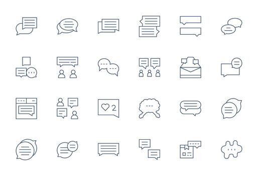 Comment Section Complete Package with 24 256x256 Thin Line Pixel Optimized Icons vector