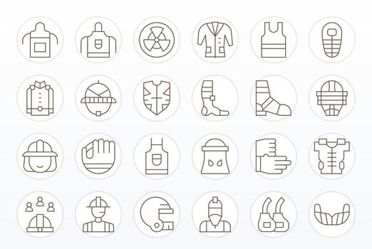 24 Thin Line PIXEL Perfect High Resolution Icons from Protective Gear Suite vector