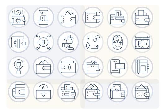 24 Thin Line Detail Enhanced Icons tailored for Wallet 256x256 interface vector