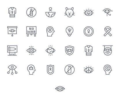 25 Regular Line Icons for Awareness in crisp High Resolution Grid Fitted resolution vector