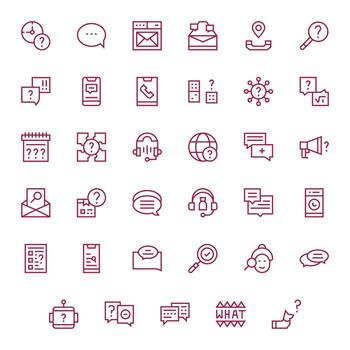 Inquiry Premium Bundle with 35 High Resolution Grid Fitted Regular Line Icons vector
