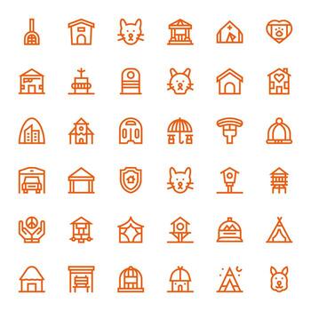Shelter Icon Set with 36 Bold Line High Resolution Pixel Optimized Graphics vector