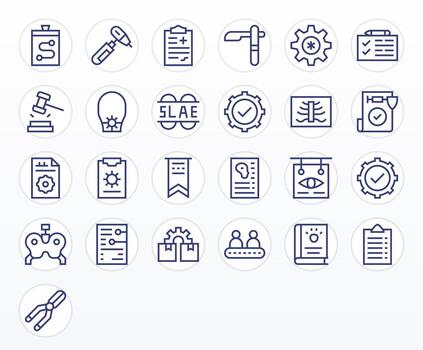 Procedure Digital Pack containing 25 Grid Fitted Regular Line High Resolution Icons vector