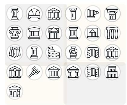 25 64x64 Regular Line Pixel Optimized Icons for Roman Projects vector