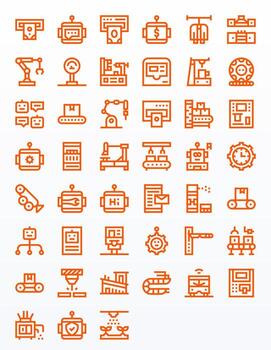 45 Icons inspired by Automated in Pixel Optimized Retina Ready Bold Line quality vector