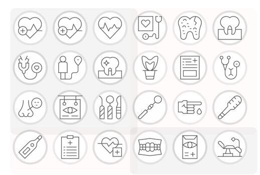 24 Delgado línea íconos para chequeo en crujiente retina Listo píxel alineado resolución vector