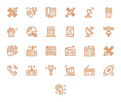 Receiver featuring 25 256x256 Icons in Regular Line Design vector