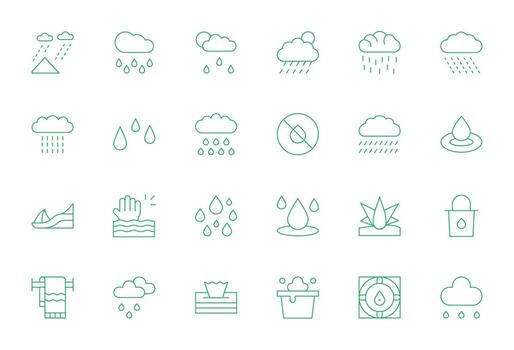 24 Thin Line PIXEL Perfect Icons crafted for Wet High Resolution applications vector
