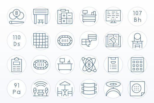 24 Thin Line Icons from Table in High Resolution Pixel Optimized Quality vector