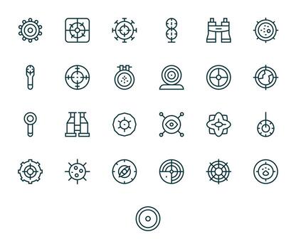 Scope Pixel Aligned Set with 25 Retina Ready Regular Line Icons vector