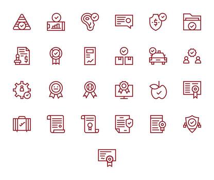 25 Regular Line Icons for Approved in crisp 256x256 Display Perfect resolution vector