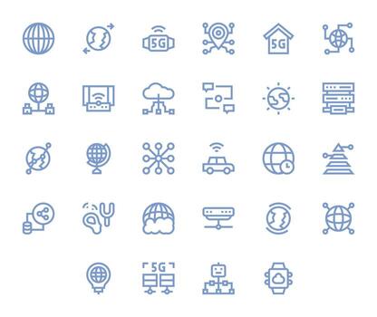 28 Bold Line Pixel Optimized Icons tailored for Connectivity Retina Ready interface vector