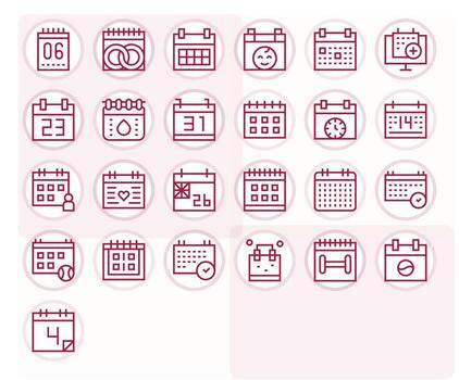 Date Premium Bundle with 25 High Resolution Pixel Aligned Regular Line Icons vector