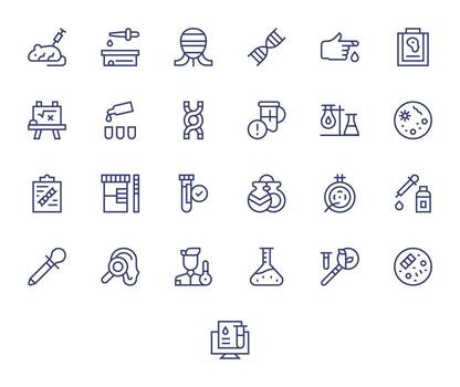 25 Retina Ready Icons for Test in Pixel Optimized Regular Line Format vector