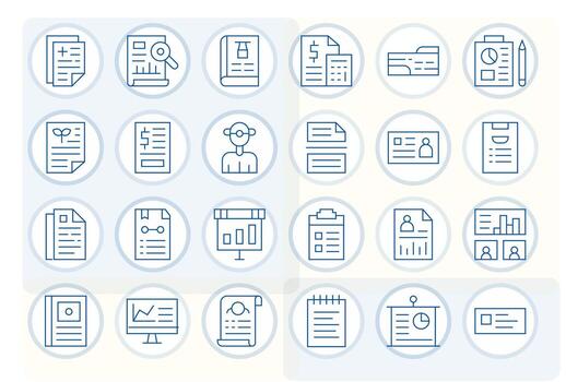 24 Grid Fitted High Resolution Icons for Summary in elegant Thin Line design vector