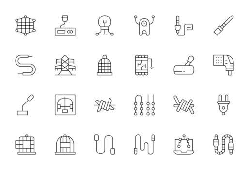 24 Thin Line Display Perfect Icons for Wire Graphics vector