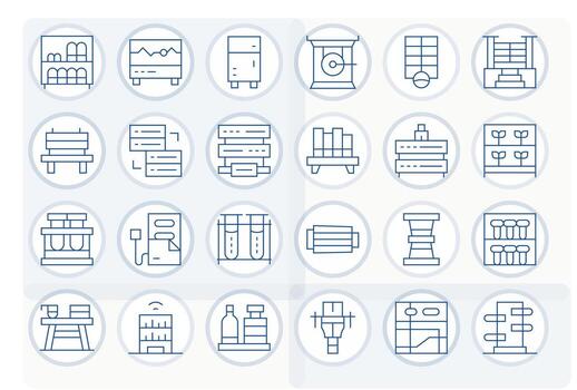 24 Icons for Rack featuring High Resolution Detail Enhanced Thin Line Graphics vector