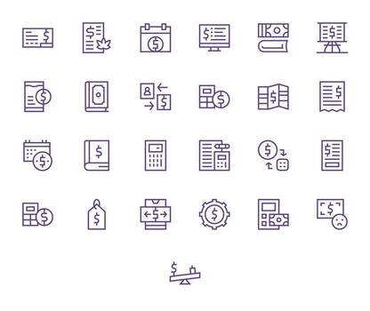 Expense Professional Set with 25 Regular Line Pixel Optimized High Resolution Icons vector