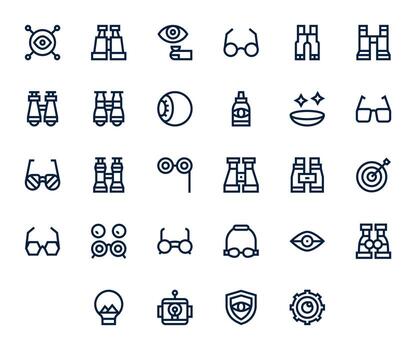 28 Bold Line Grid Fitted Icons tailored for Vision High Resolution interface vector