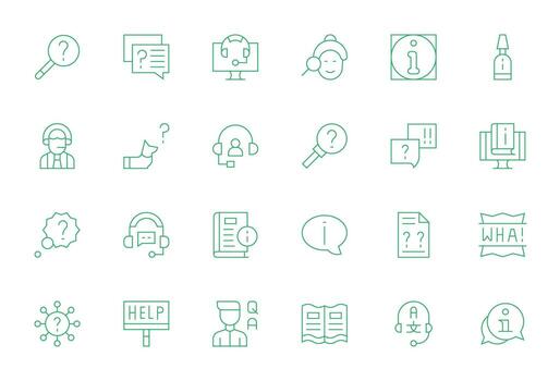 Faq Design Icons featuring 24 Display Perfect Thin Line Style vector