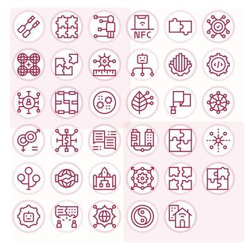 Integration Graphics Pack including 35 Regular Line 64x64 Pixel Aligned Icons vector