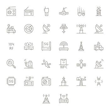 Thin Line Display Perfect Icons from Antenna Set with 32 High Resolution Icons vector