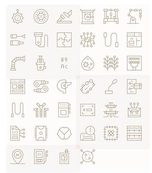 Component Icon Arsenal with 40 64x64 Thin Line Pixel Optimized designs vector