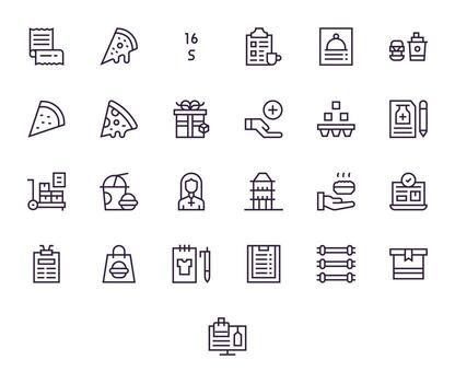 orden icono conjunto con 25 regular línea alto resolución píxel optimizado gráficos vector