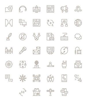 comunicación escalable conjunto presentando 40 píxel optimizado Delgado línea 256x256 íconos vector