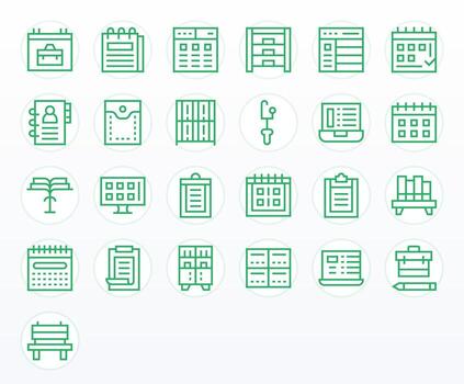 25 256x256 Regular Line Icons optimized for Organizer PIXEL Perfect display vector