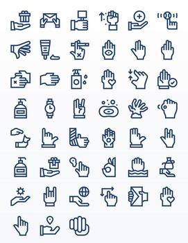 Hand Icon Toolkit featuring 45 Display Perfect 128x128 Bold Line elements vector