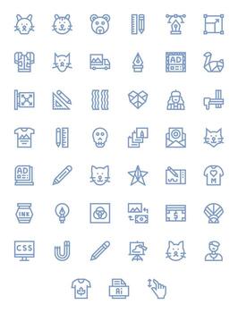 45 Bold Line Icons designed for Graphic Design in High Resolution Pixel Optimized format vector