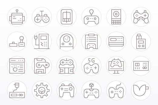 Console Editable Set with 24 High Resolution Thin Line Icons vector
