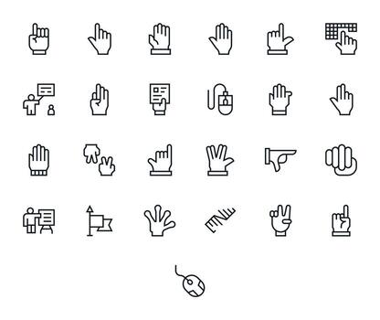 25 64 x 64 regular línea íconos optimizado para señalando píxel optimizado monitor vector