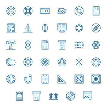 Lines Comprehensive Bundle with 35 PIXEL Perfect Regular Line 128x128 Icons vector