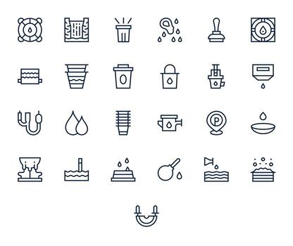 Overflow Essential Set including 25 PIXEL Perfect Regular Line 256x256 Icons vector