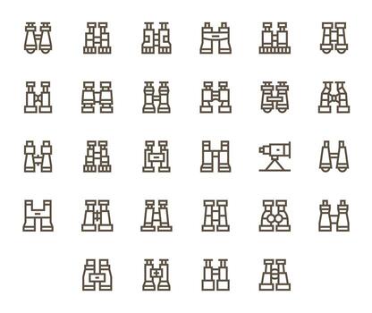 Spotting Scope Icon Toolkit featuring 28 Grid Fitted 256x256 Bold Line elements vector