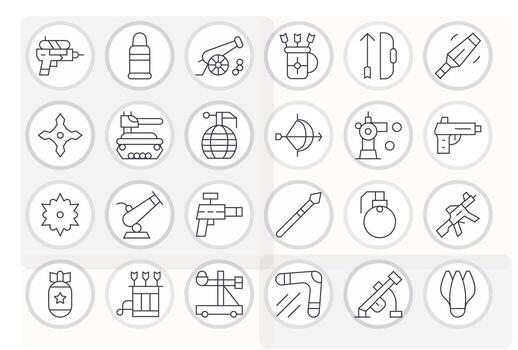 Projectile Digital Pack containing 24 Display Perfect Thin Line High Resolution Icons vector