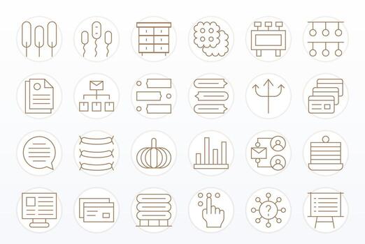Multiple Modern Collection with 24 Thin Line High Resolution Detail Enhanced Icons vector