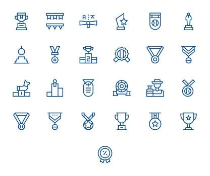 25 Regular Line Icons designed for Trophy in 64x64 Display Perfect format vector