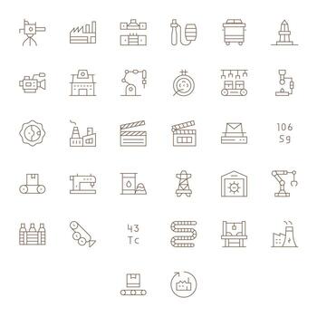 32 64x64 Icons for Production in Pixel Optimized Thin Line Format vector