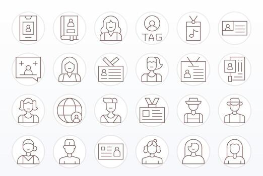 Membership Graphics featuring 24 Thin Line Pixel Optimized High Resolution Designs vector