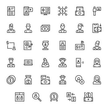 35 íconos para cuenta optimizado en editable retina Listo regular línea resolución vector