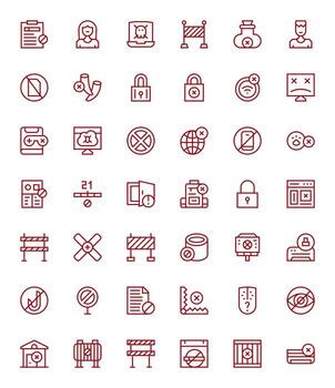 Access Denied Visual Pack containing 42 Regular Line Pixel Optimized Icons vector